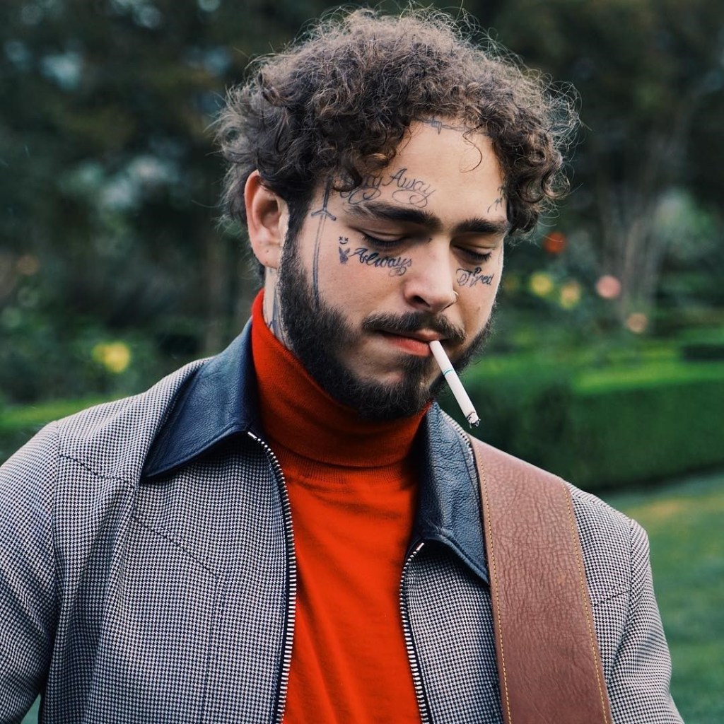 Post Malone smoking a cigarette 