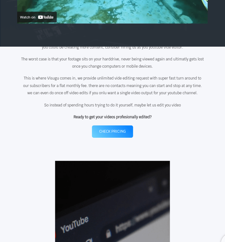 Visugu YouTube video editing services